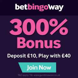 Betway Bingo 300% deposit 10 play with 40