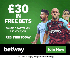 Betway Sports £30 free bet £10 free bet club
